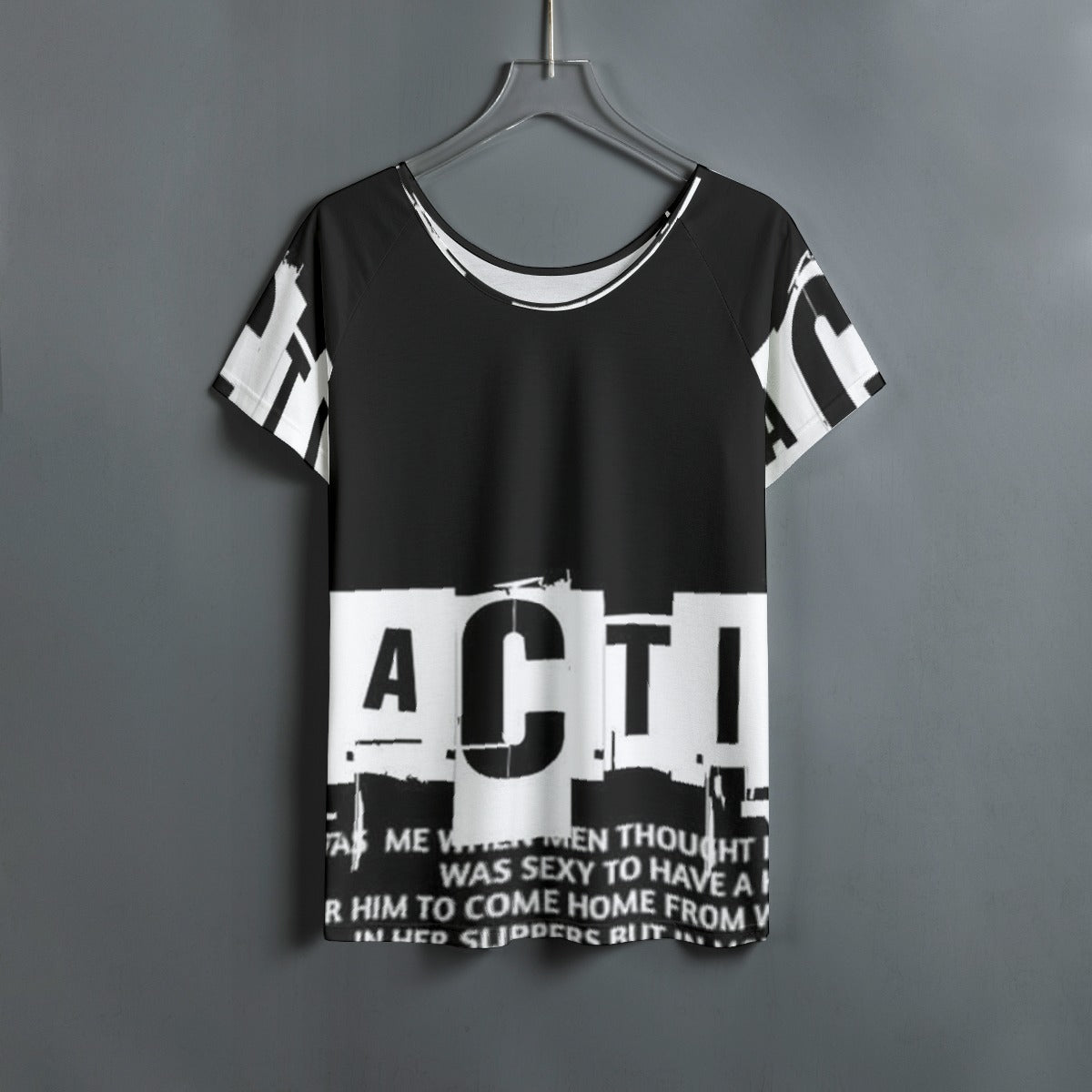 All-Over Print Women's Round Neck T-shirt With Raglan Sleeve