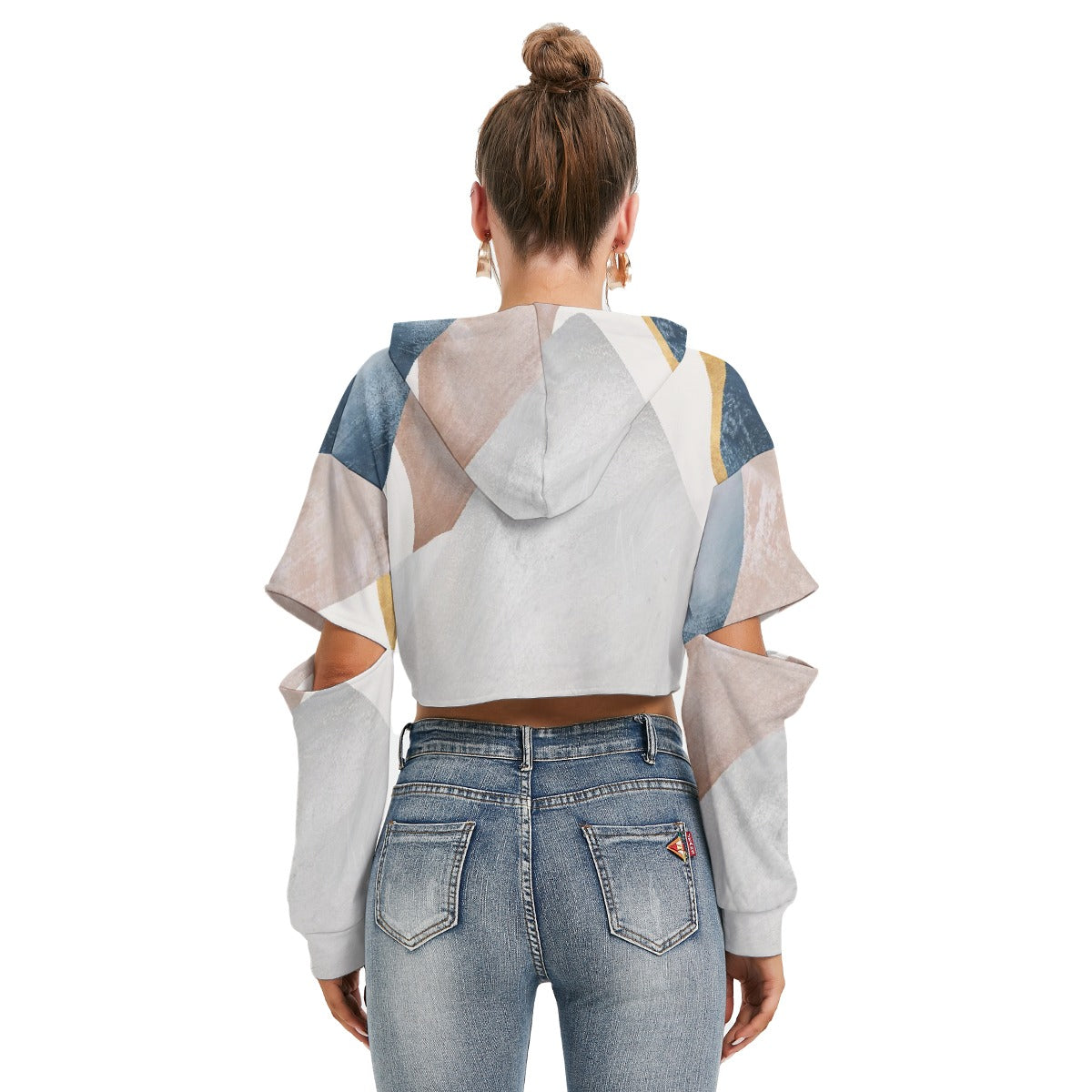 All-Over Print Women's Heavy Fleece Hoodie With Hollow Out Sleeve