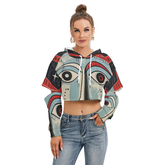 All-Over Print Women's Heavy Fleece Hoodie With Hollow Out Sleeve