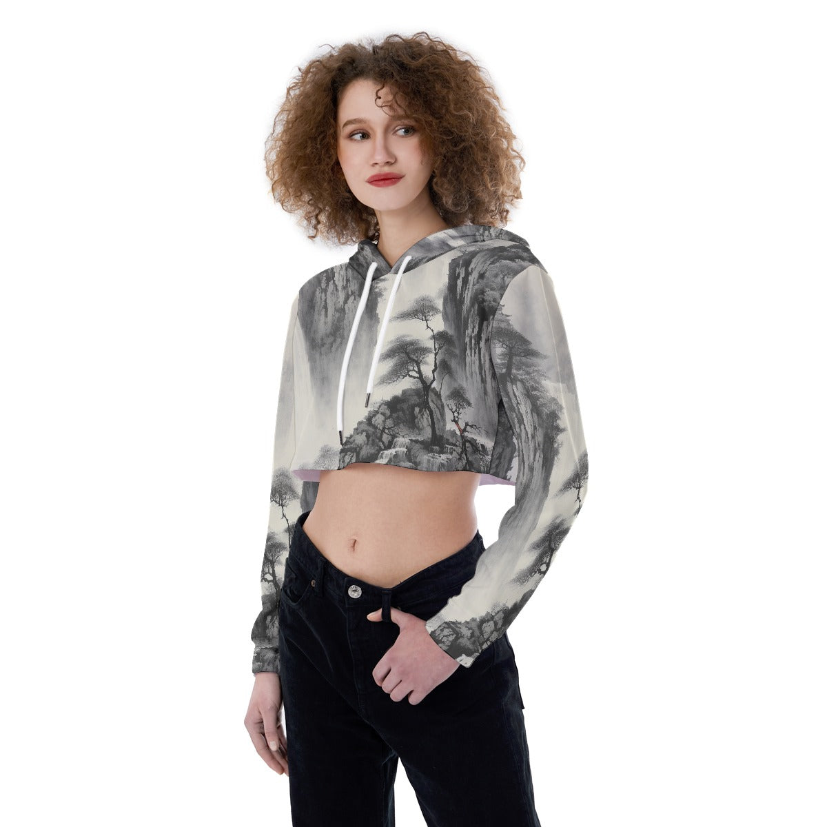 All-Over Print Women's Crop Top Hoodie
