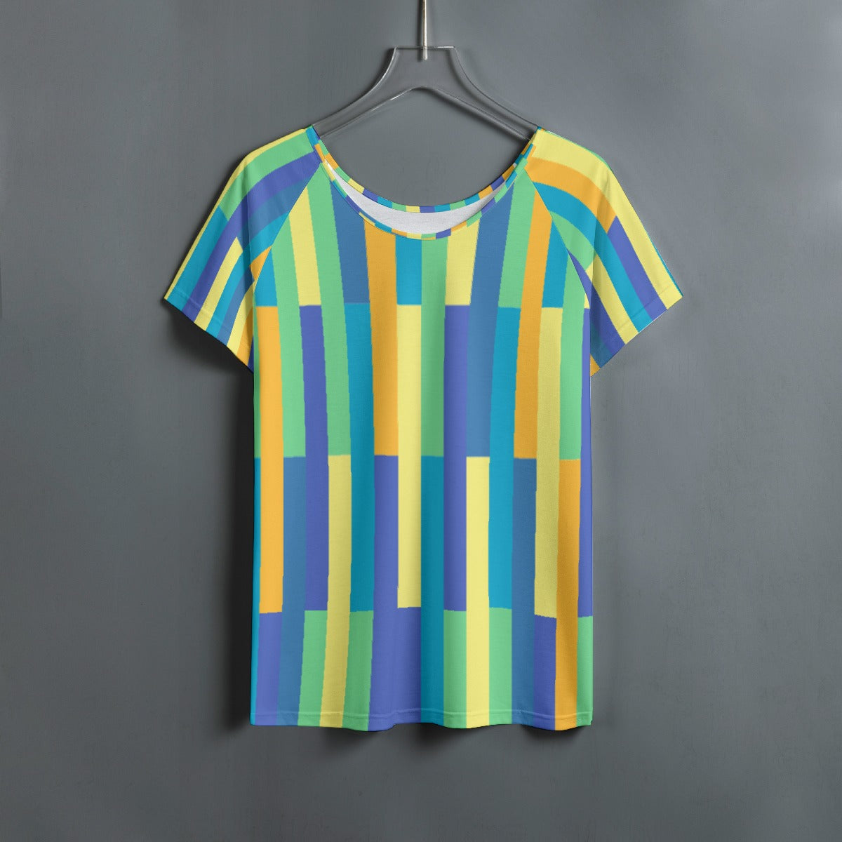 All-Over Print Women's Round Neck T-shirt With Raglan Sleeve