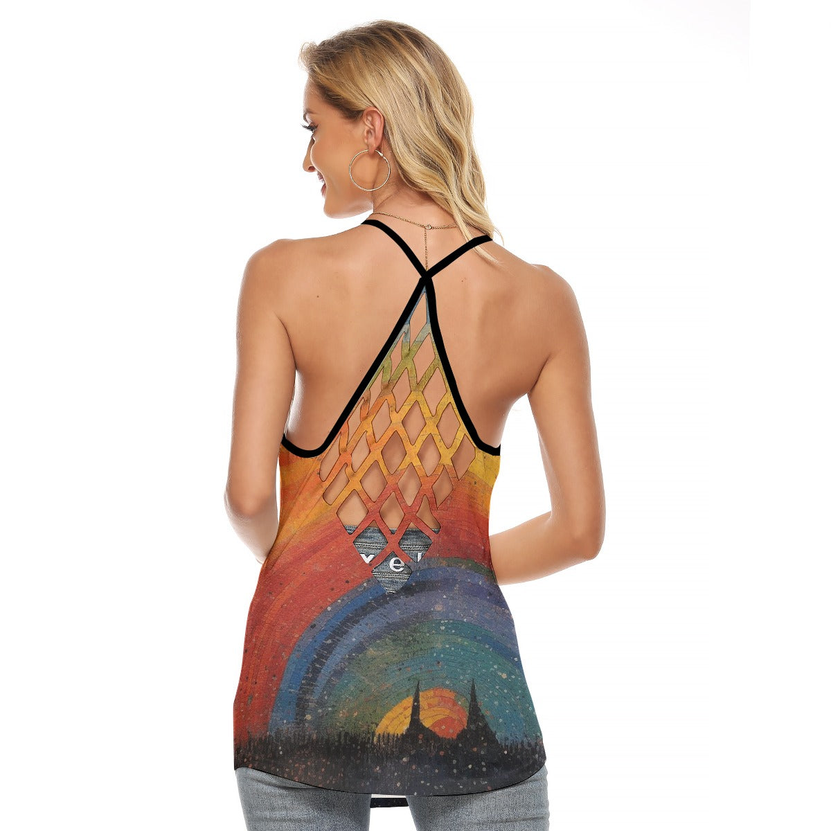 All-Over Print Women's Criss-Cross Open Back Tank Top