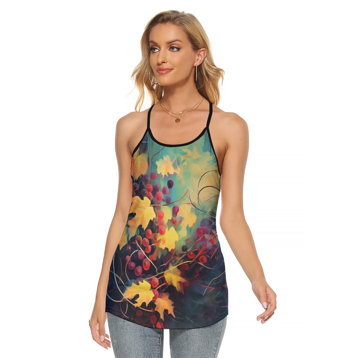 All-Over Print Women's Criss-Cross Open Back Tank Top
