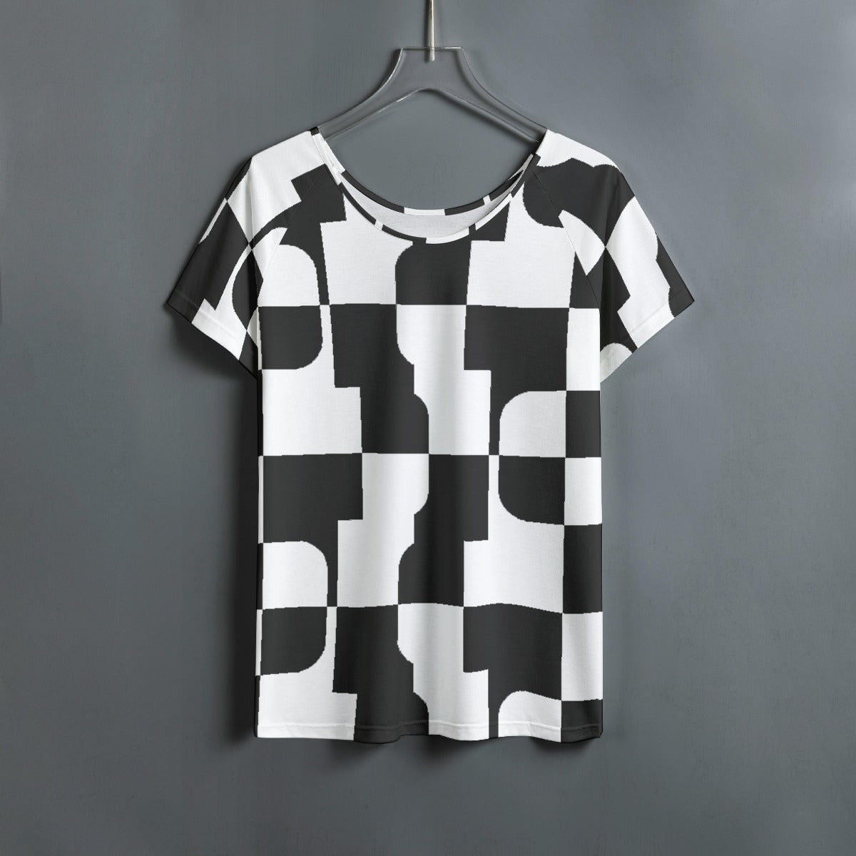 All-Over Print Women's Round Neck T-shirt With Raglan Sleeve