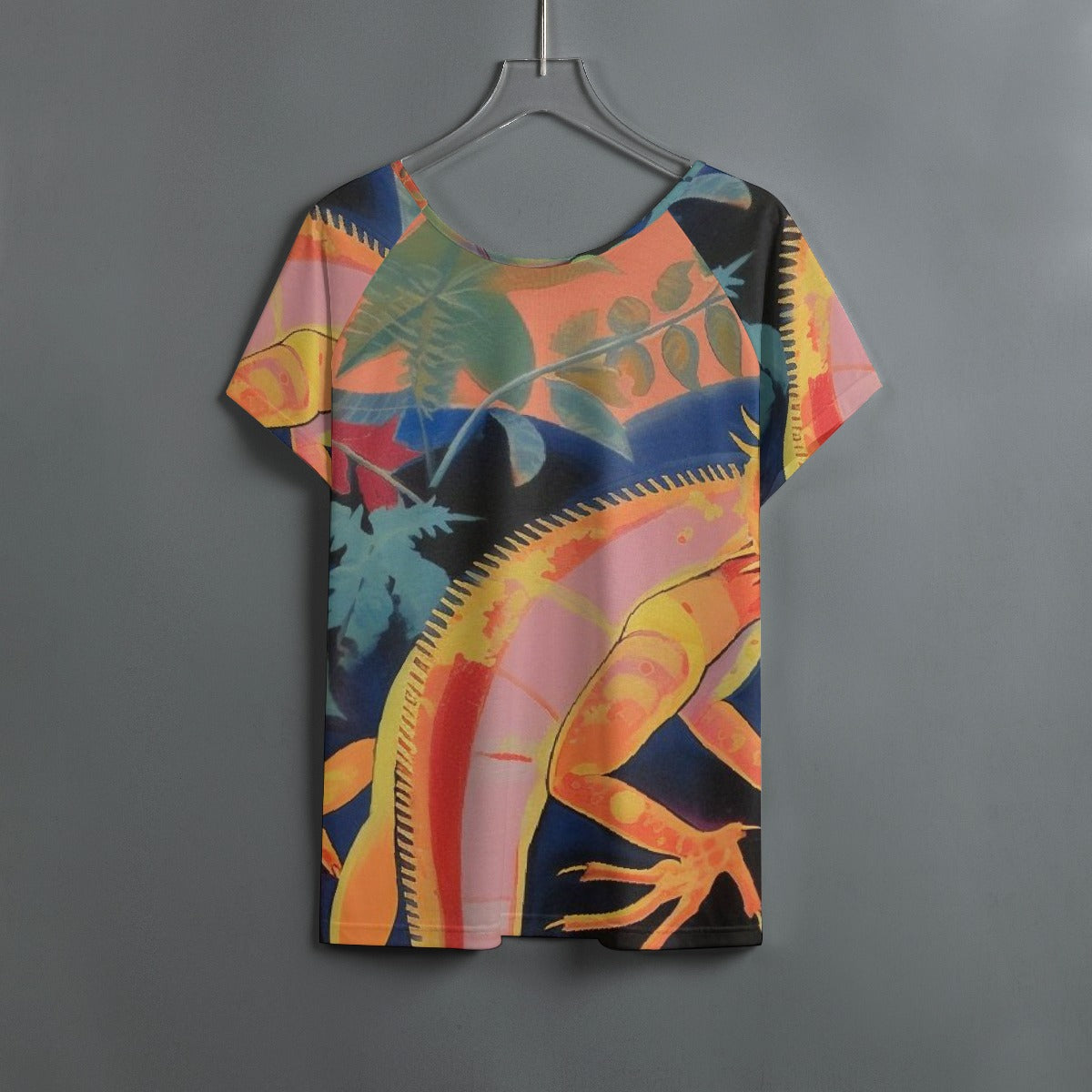 All-Over Print Women's Round Neck T-shirt With Raglan Sleeve