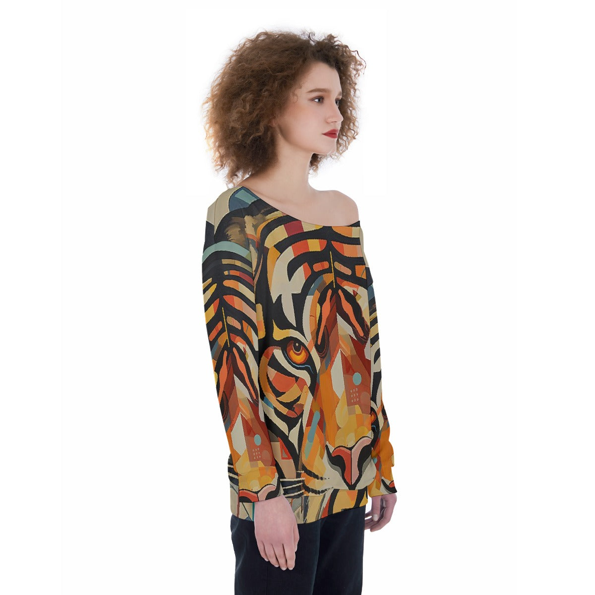 All-Over Print Oversized Women's Off-Shoulder Sweatshirt