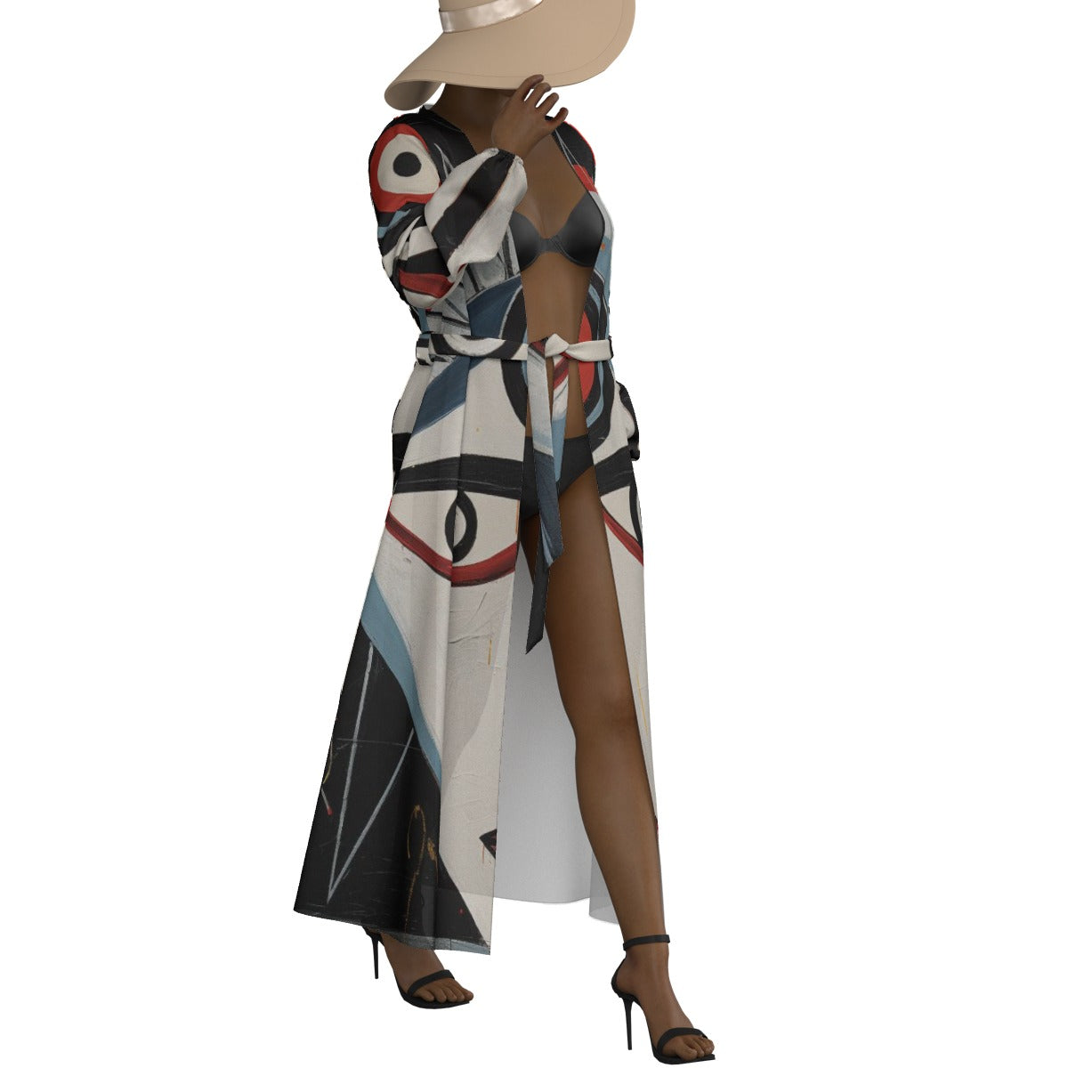 All-Over Print Women's Lace-up Chiffon Robe