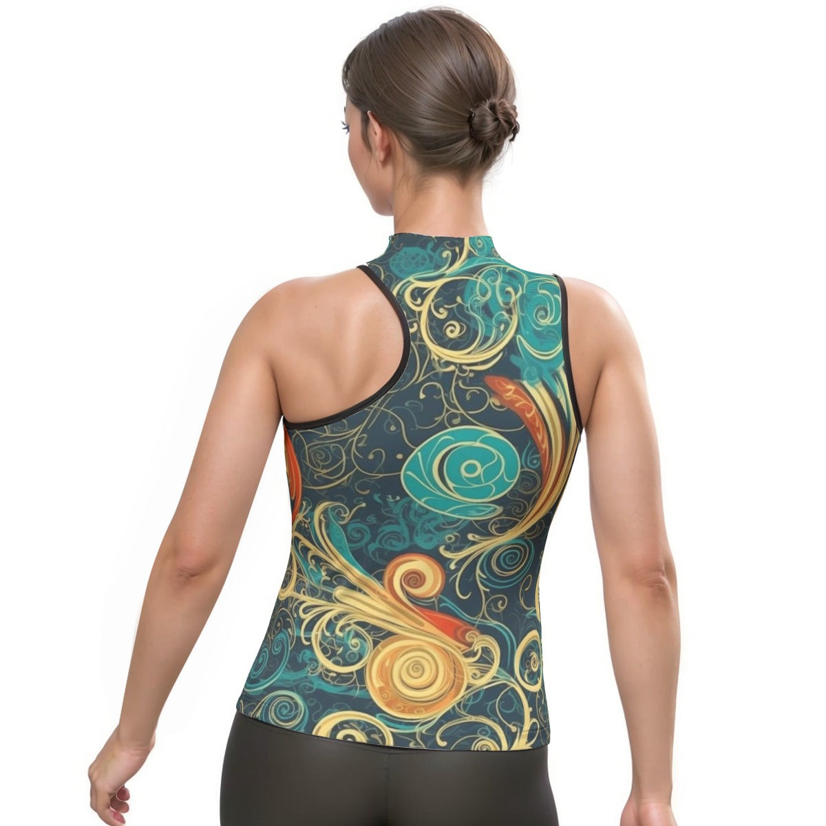 All-Over Print Women's Halter Sleeveless Asymmetrical Tank Top