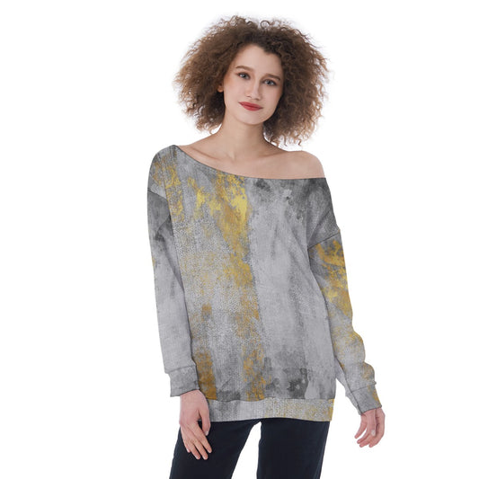 All-Over Print Oversized Women's Off-Shoulder Sweatshirt