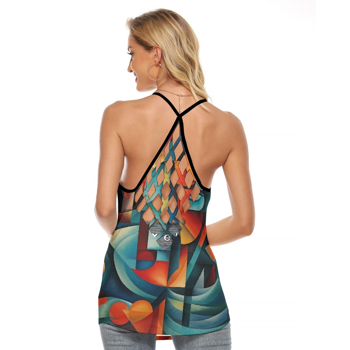 All-Over Print Women's Criss-Cross Open Back Tank Top