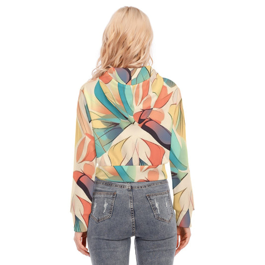 All-Over Print Women's Crop Top Hoodie With Zipper Closure