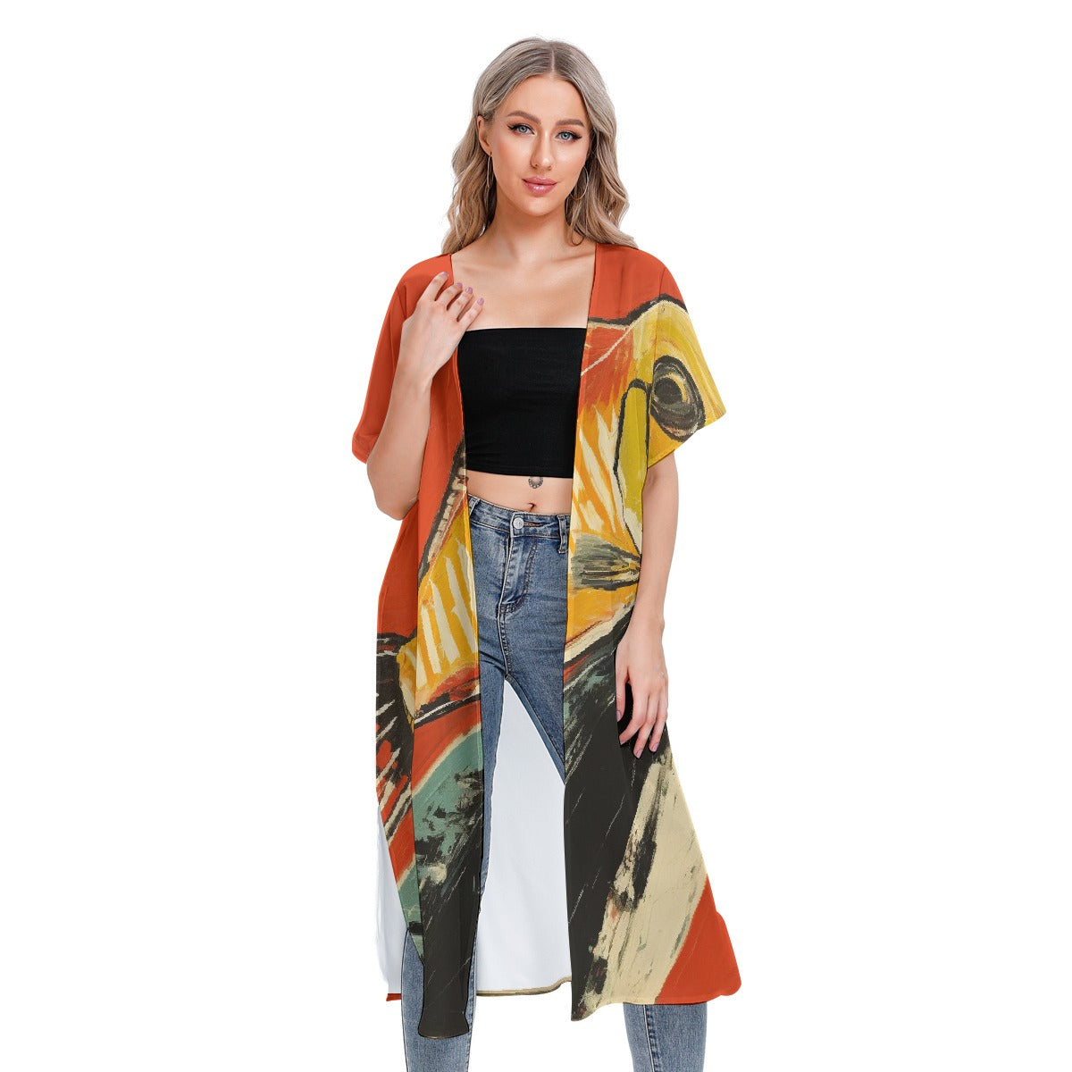 All-Over Print Women's Short Sleeve Cardigan