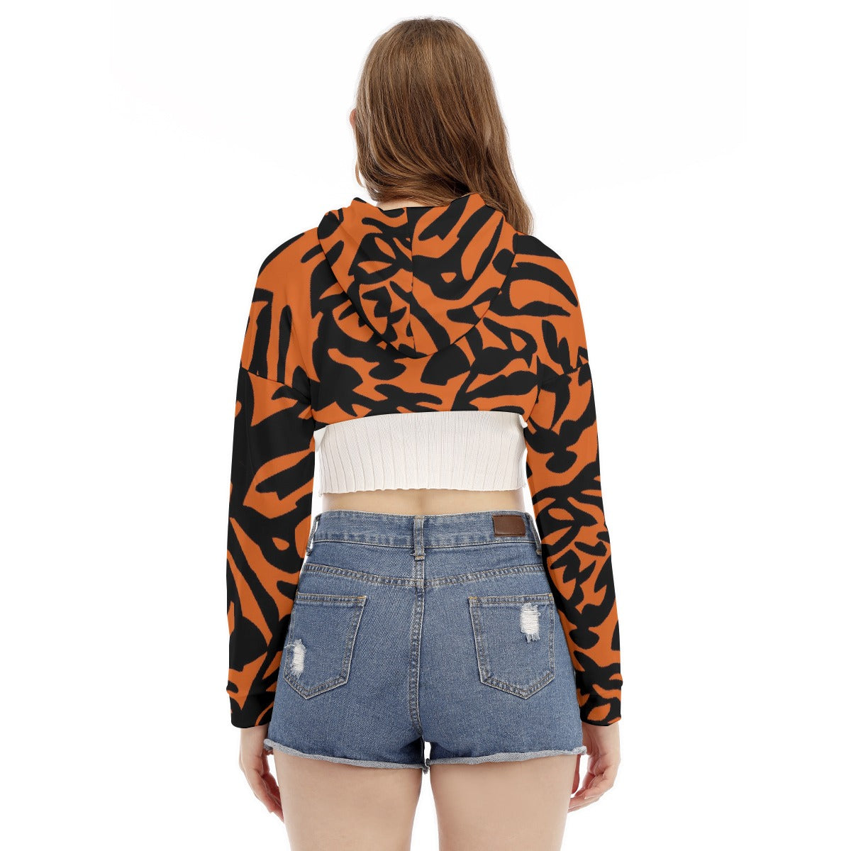 All-Over Print Women's Smock Short Hoodie With Long Sleeve