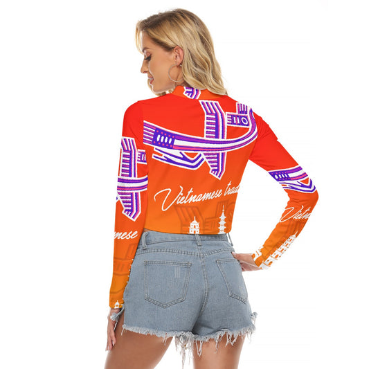 All-Over Print Women's Hollow Chest Keyhole Tight Crop Top