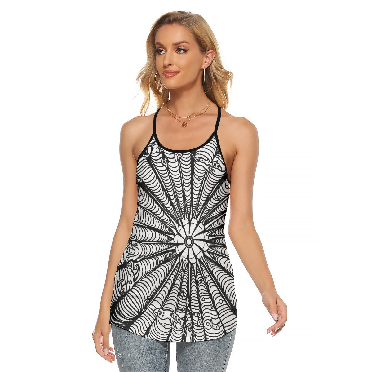 All-Over Print Women's Criss-Cross Open Back Tank Top