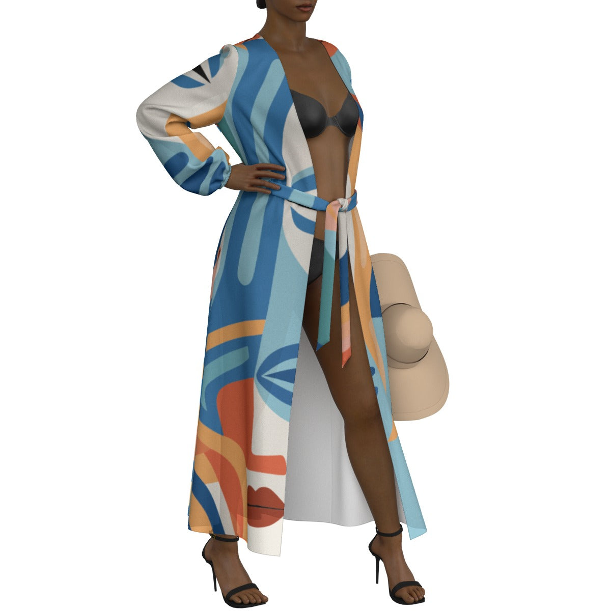 All-Over Print Women's Lace-up Chiffon Robe