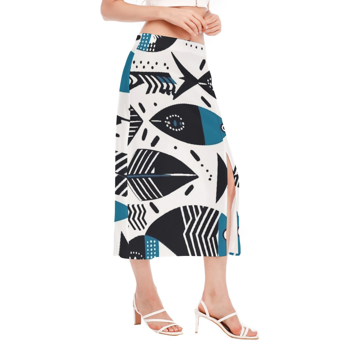 All-Over Print Women's High Slit Long Skirt