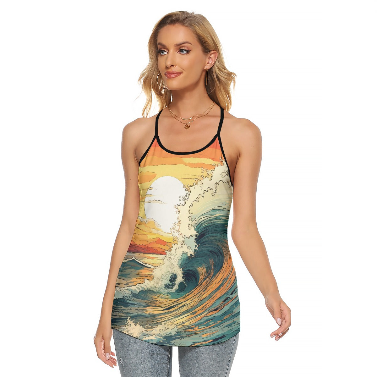 All-Over Print Women's Criss-Cross Open Back Tank Top