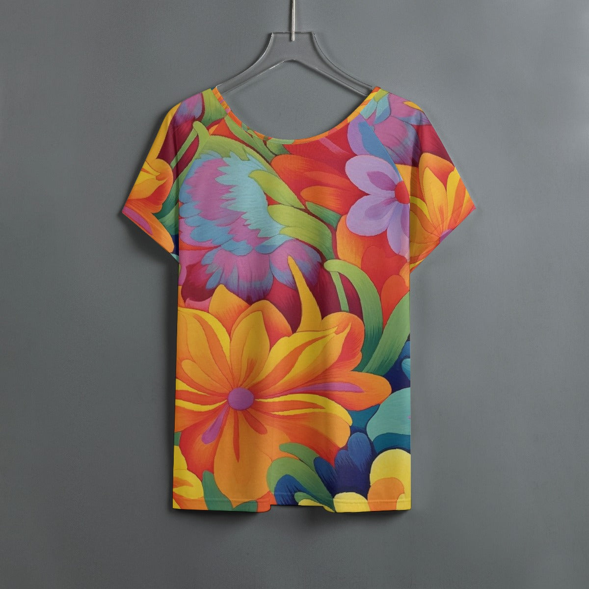 All-Over Print Women's Round Neck T-shirt With Raglan Sleeve