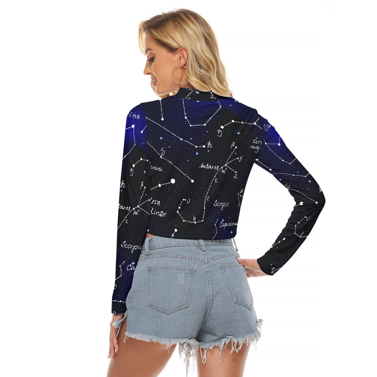 All-Over Print Women's Hollow Chest Keyhole Tight Crop Top