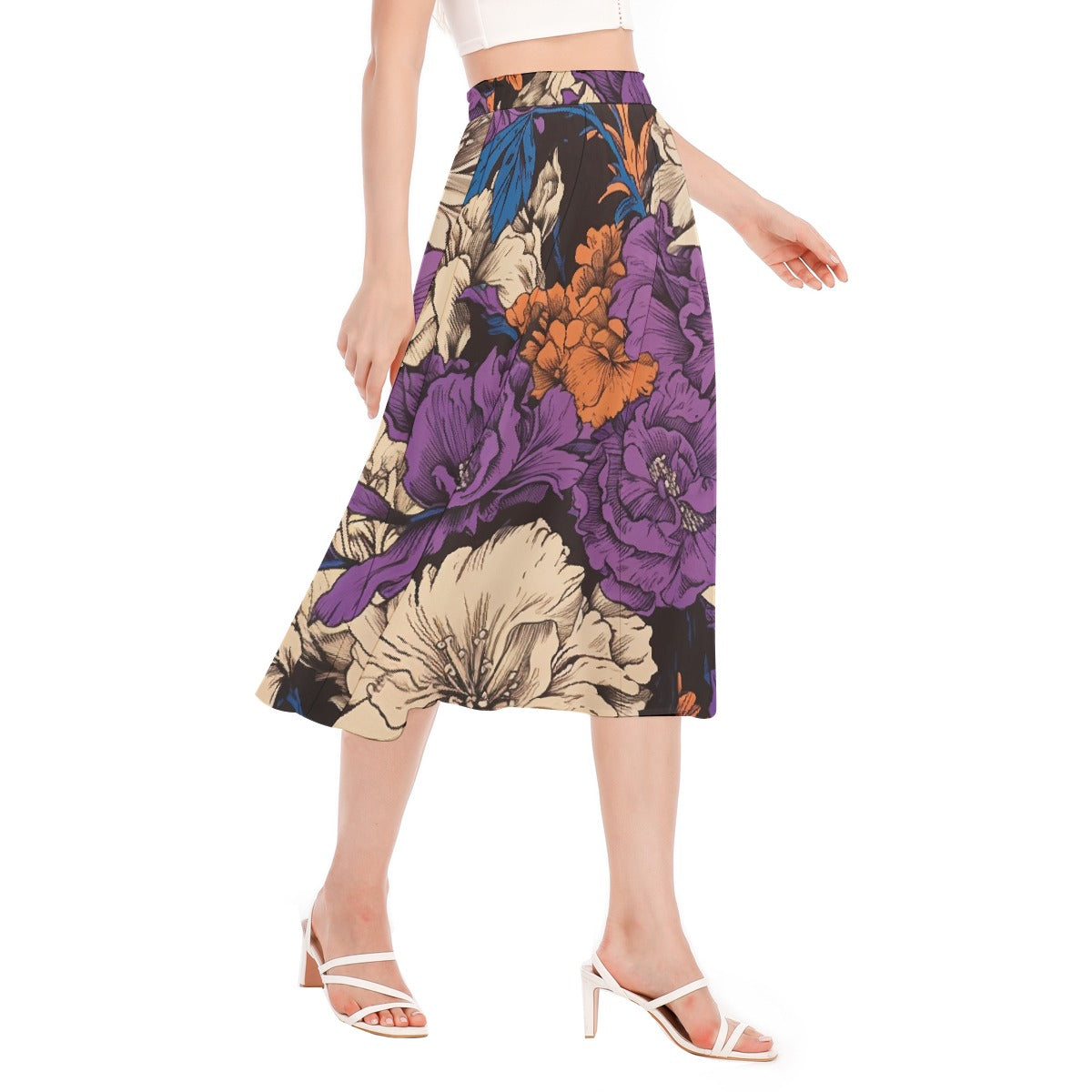 All-Over Print Women's Long Section Chiffon Skirt