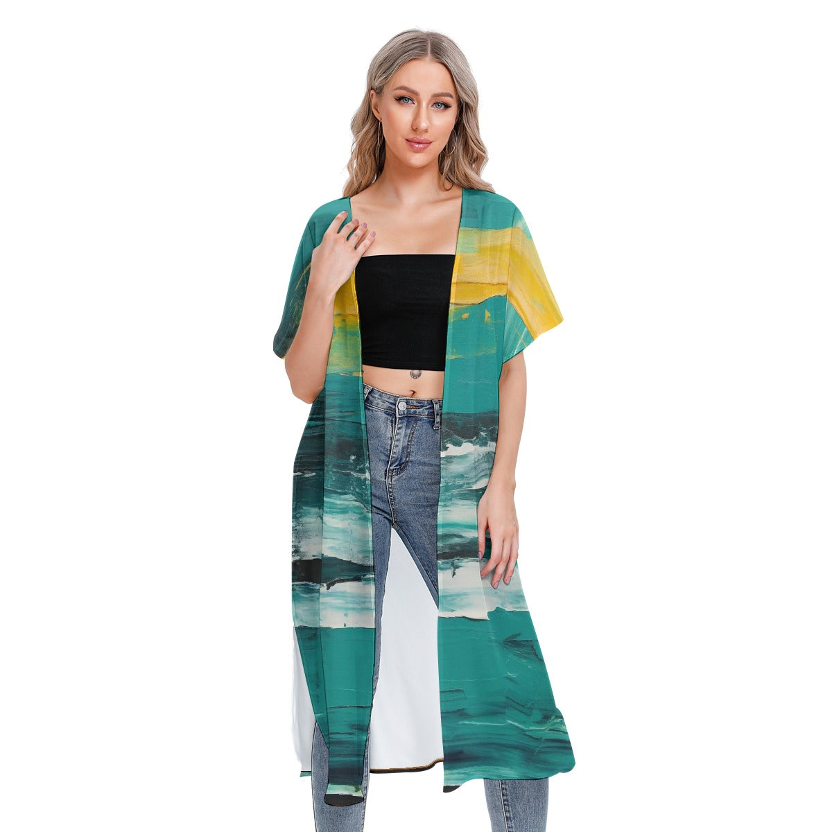 All-Over Print Women's Short Sleeve Cardigan