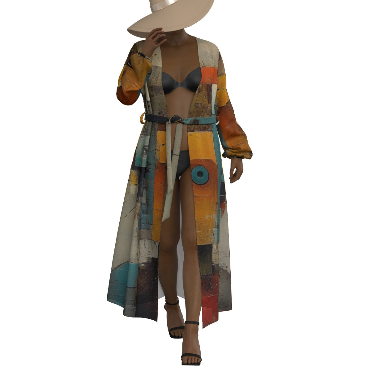 All-Over Print Women's Lace-up Chiffon Robe