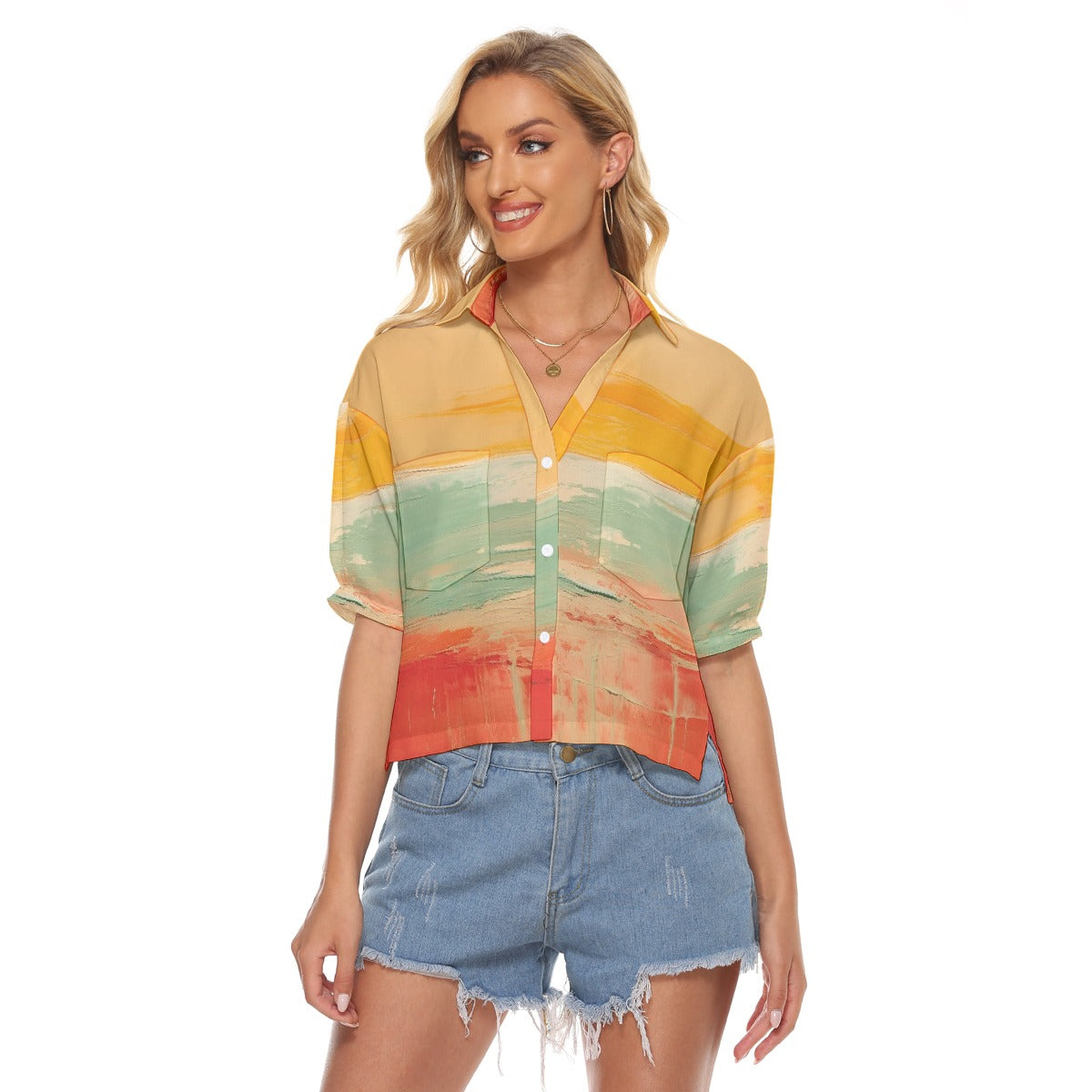 All-Over Print Women's V-neck Shirts