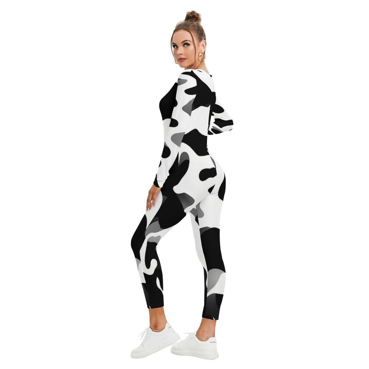 All-Over Print Women's Plunging Neck Jumpsuit