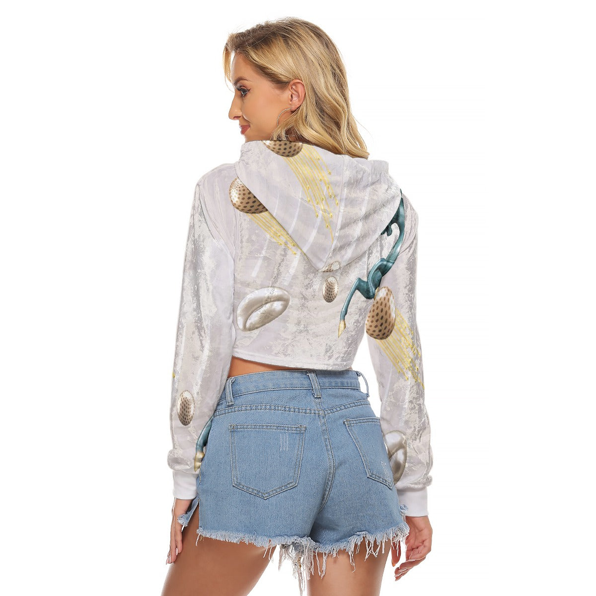 All-Over Print Women's Crop Top Hoodie|Velvet