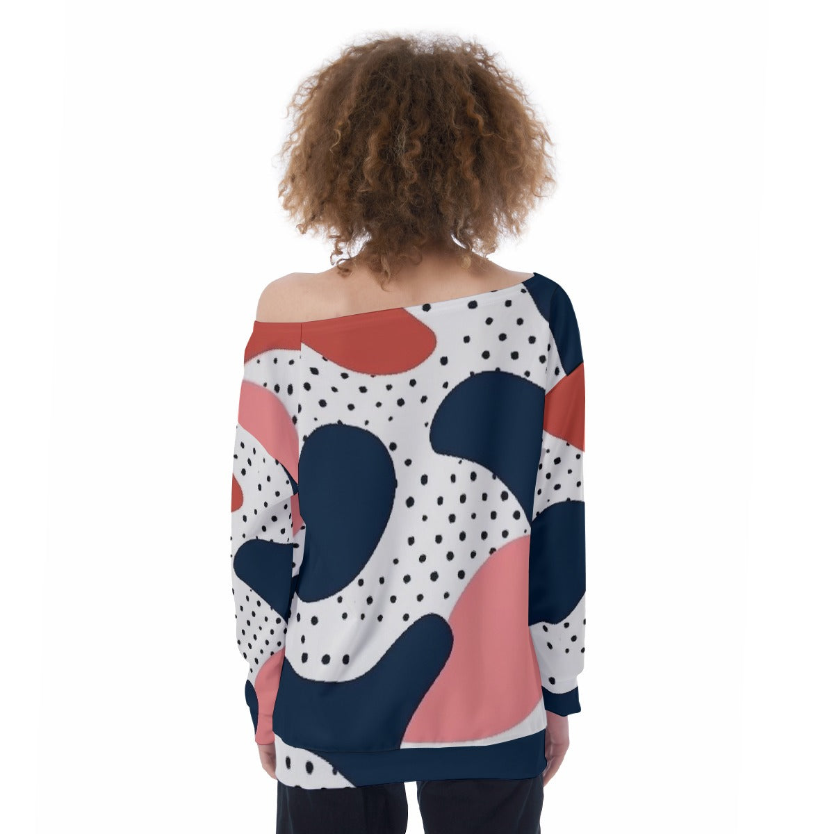 All-Over Print Oversized Women's Off-Shoulder Sweatshirt