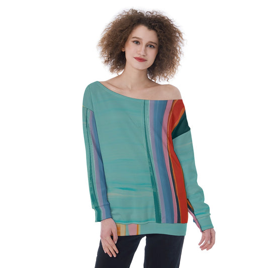 All-Over Print Oversized Women's Off-Shoulder Sweatshirt