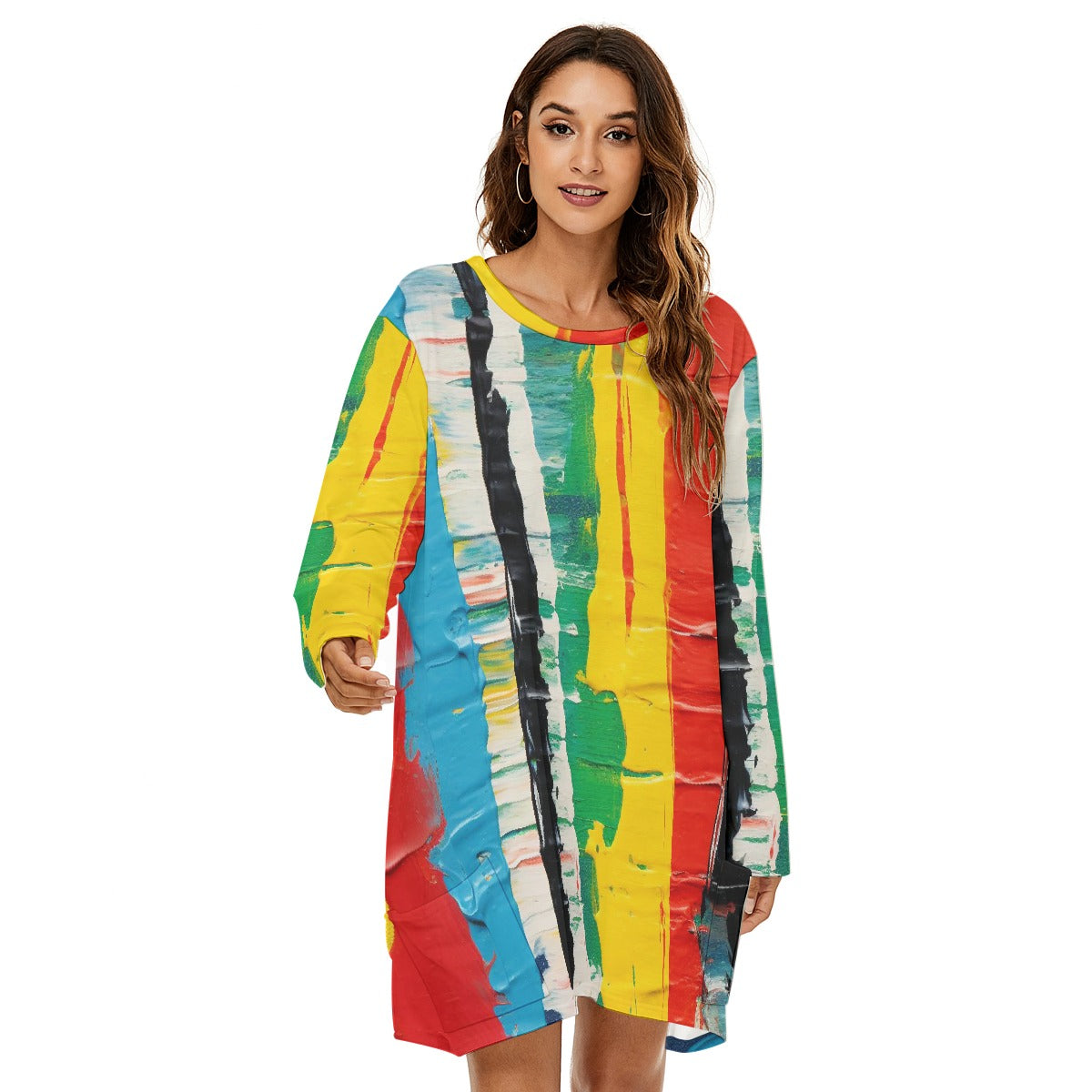 All-Over Print  Women's Loose Crew Neck Dress