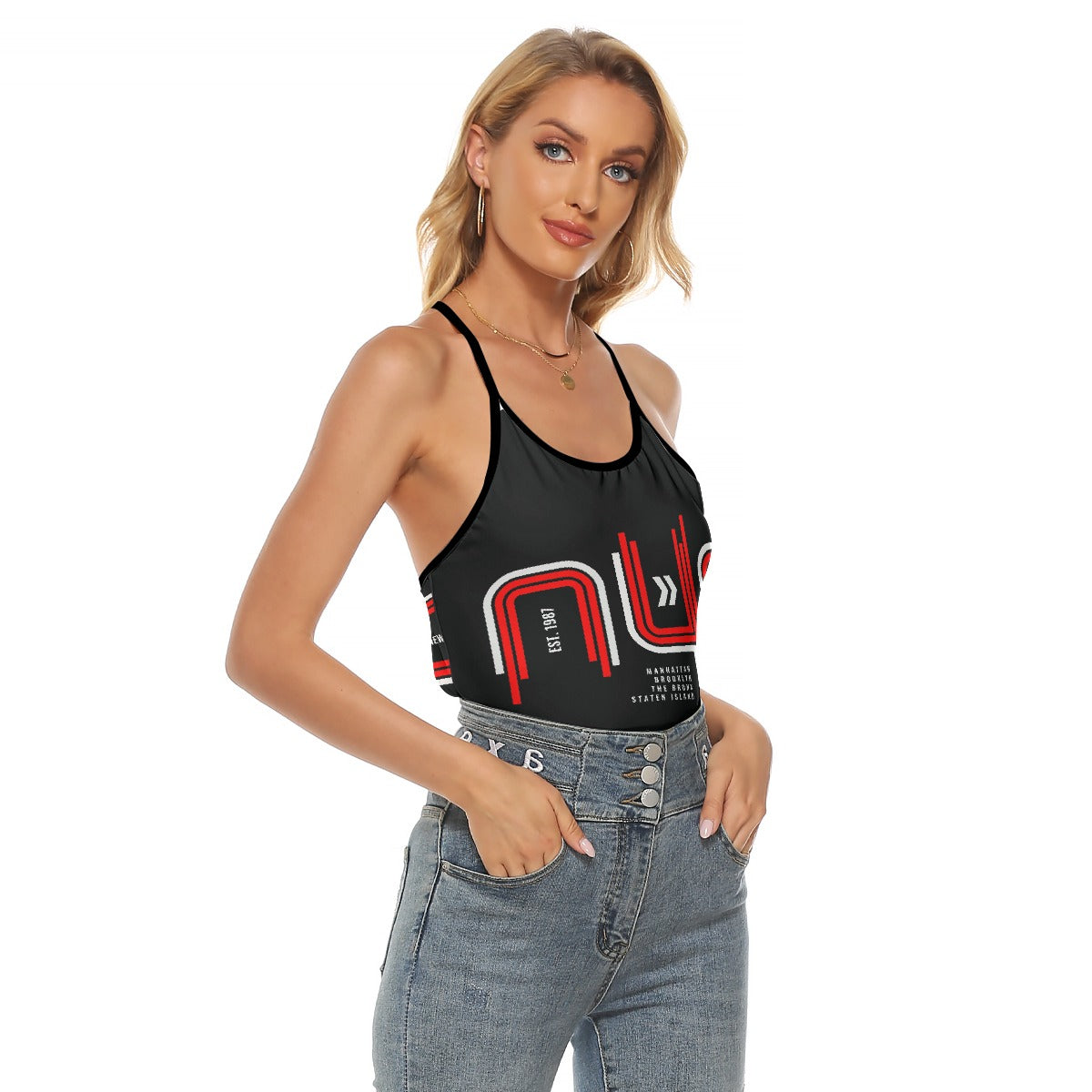All-Over Print Women's Criss-Cross Open Back Tank Top
