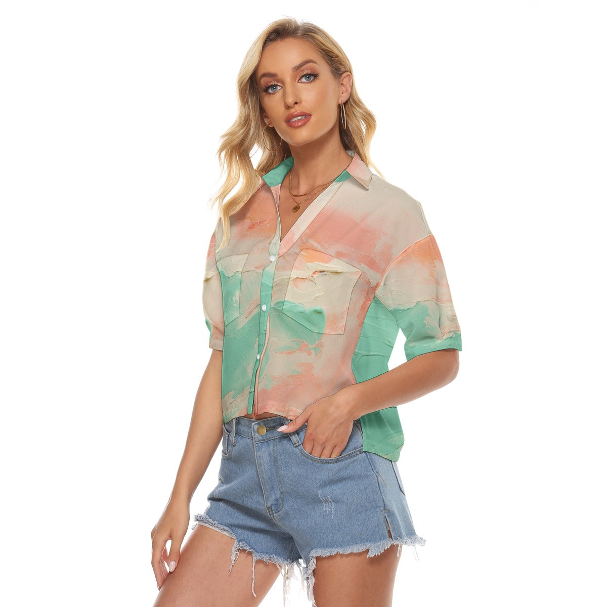 All-Over Print Women's V-neck Shirts