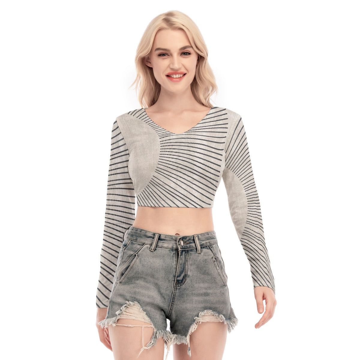 All-Over Print Women's Back Hollow T-shirt With Strap