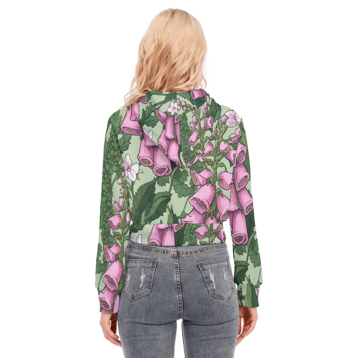 All-Over Print Women's Crop Top Hoodie With Zipper Closure