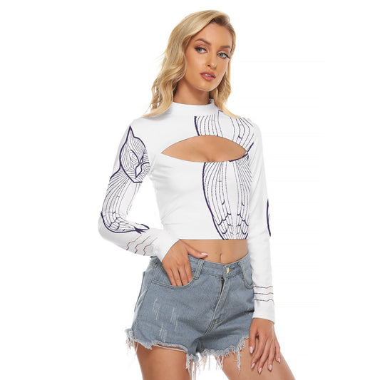 All-Over Print Women's Hollow Chest Keyhole Tight Crop Top