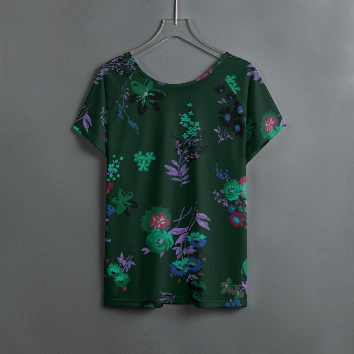 All-Over Print Women's Round Neck T-shirt With Raglan Sleeve