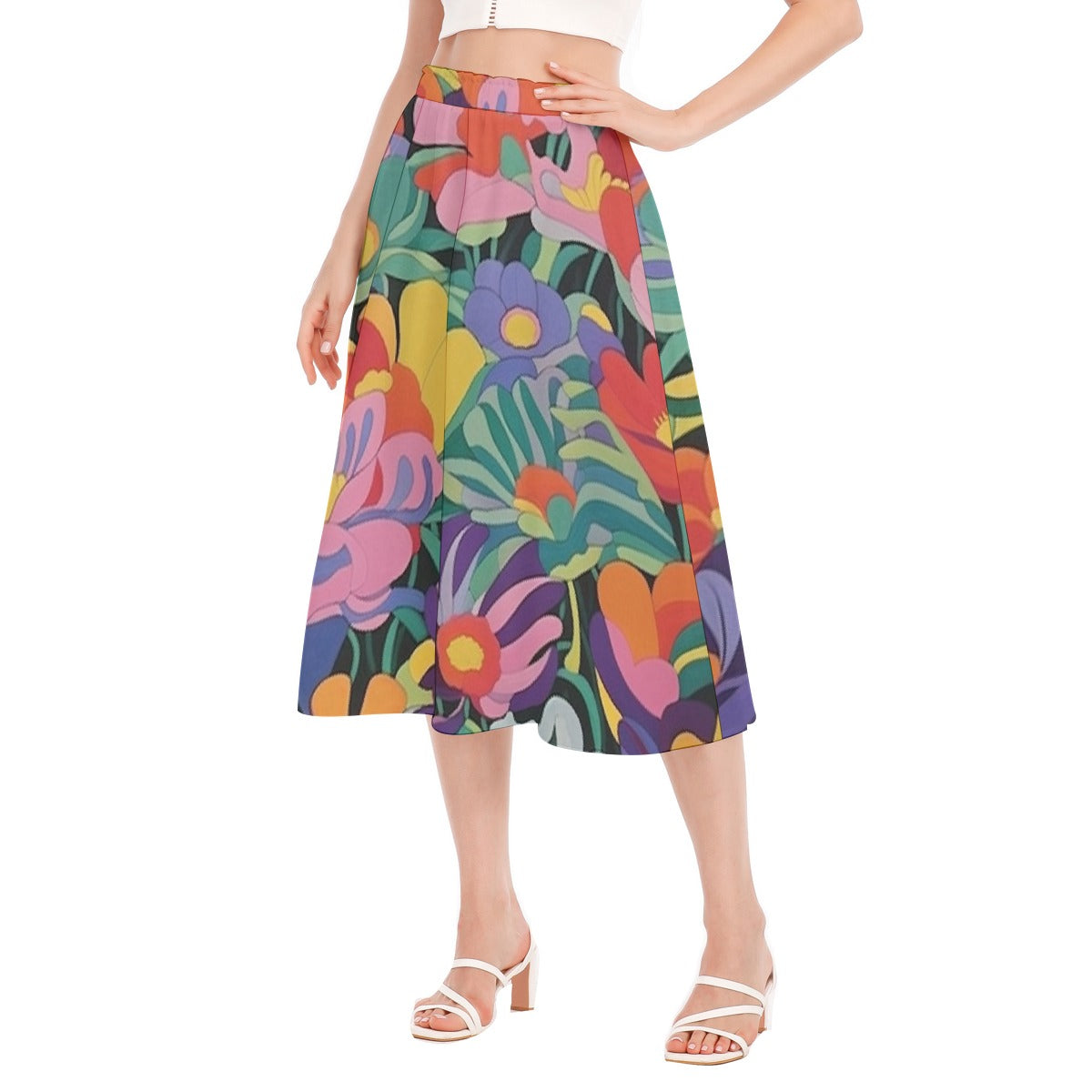 All-Over Print Women's Long Section Chiffon Skirt