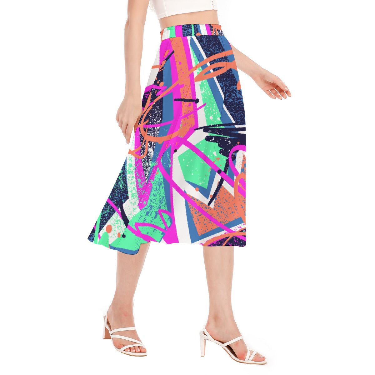 All-Over Print Women's Long Section Chiffon Skirt