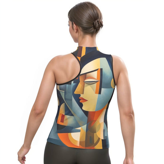 All-Over Print Women's Halter Sleeveless Asymmetrical Tank Top