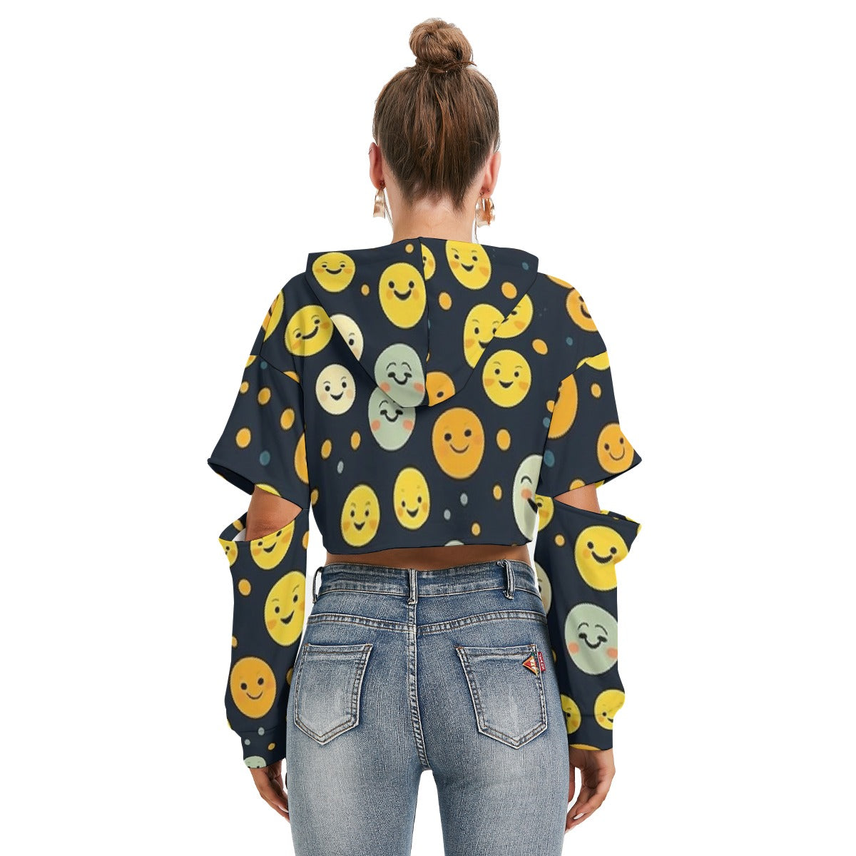 All-Over Print Women's Heavy Fleece Hoodie With Hollow Out Sleeve