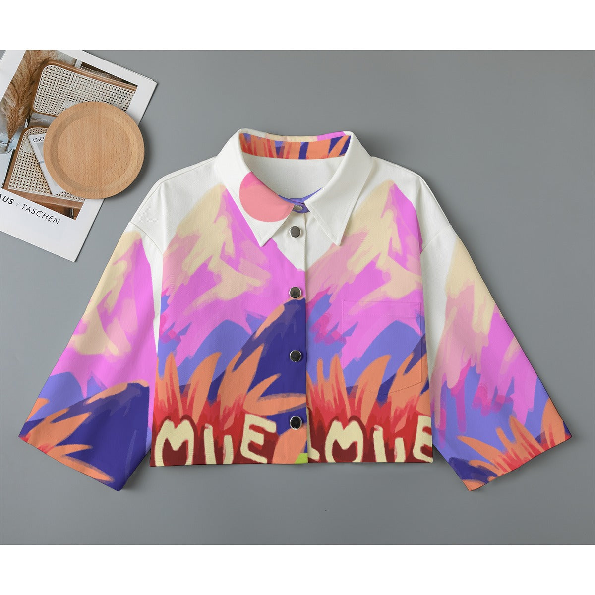 All-Over Print Women's Cropped Jacket | 245GSM Cotton