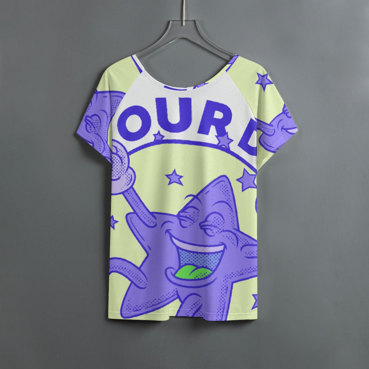 All-Over Print Women's Round Neck T-shirt With Raglan Sleeve