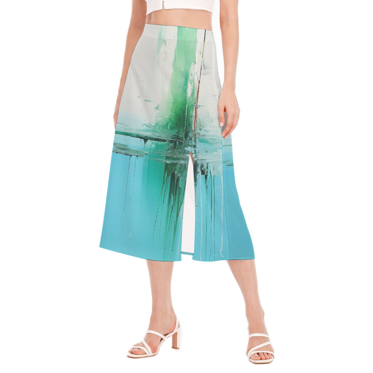 All-Over Print Women's High Slit Long Skirt