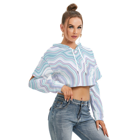 All-Over Print Women's Heavy Fleece Hoodie With Hollow Out Sleeve