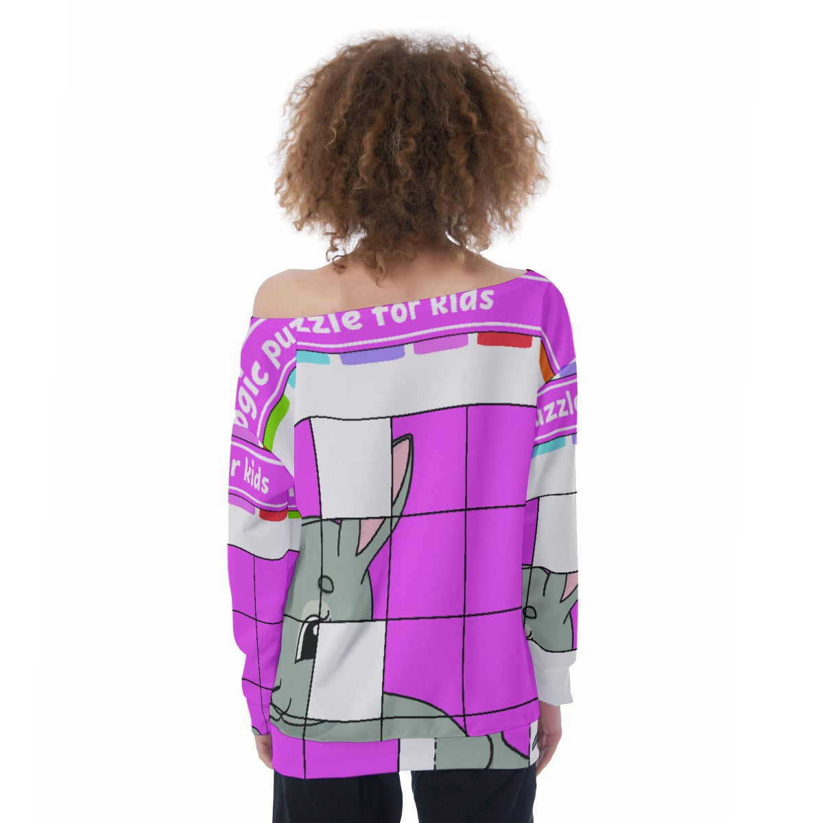 All-Over Print Oversized Women's Off-Shoulder Sweatshirt