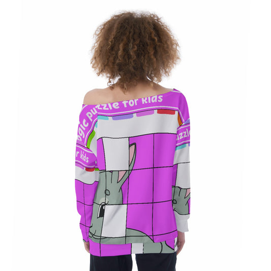 All-Over Print Oversized Women's Off-Shoulder Sweatshirt