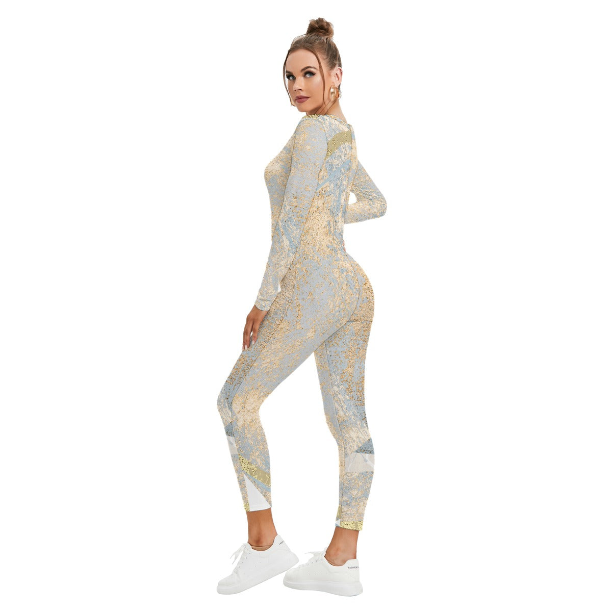 All-Over Print Women's Plunging Neck Jumpsuit